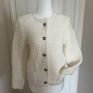 NWT House of Harlow 1960 Cream Cardigan Sweater SIZE L
